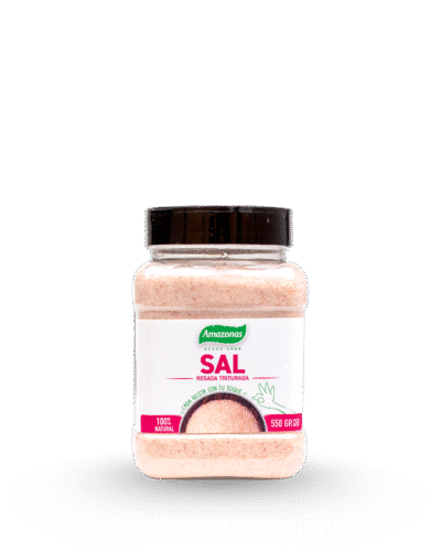 Sal rosada del himalaya triturada en frasco de 550g Amazonas
